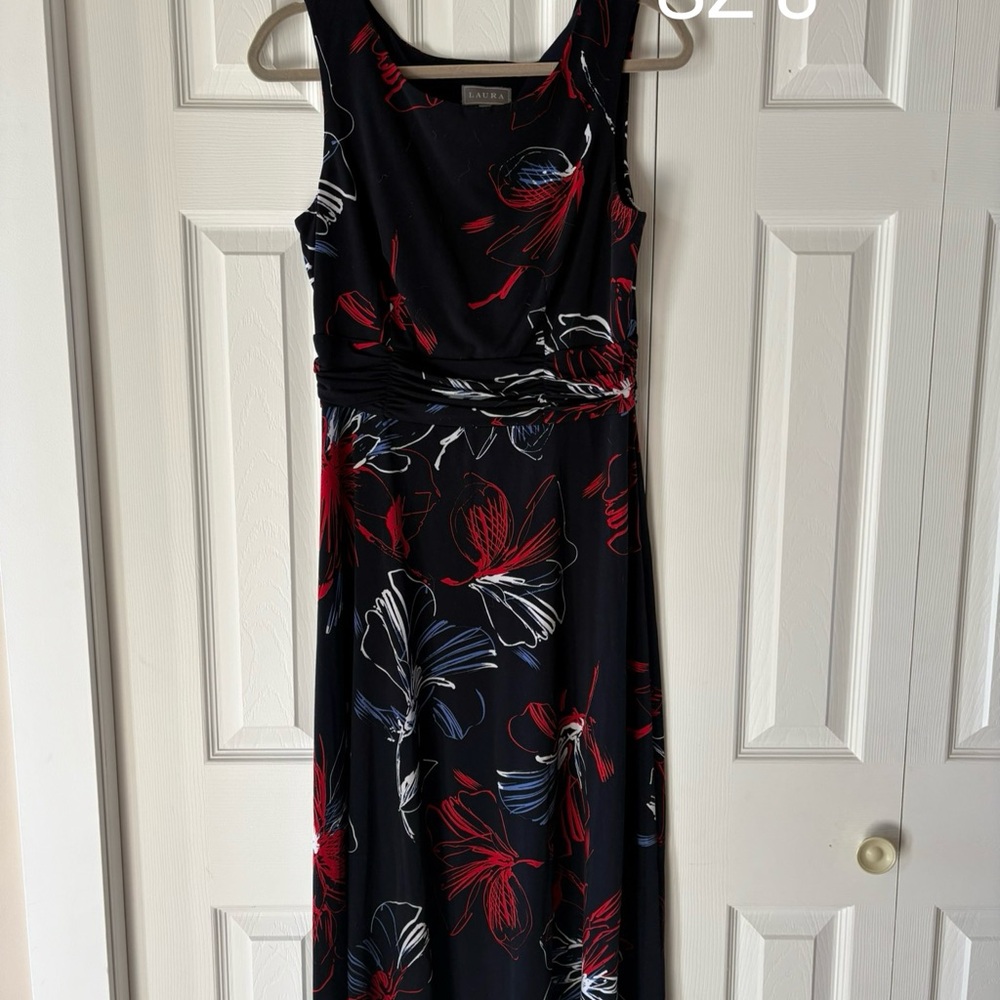 Navy and  Red Sleeveless Maxi Sundress